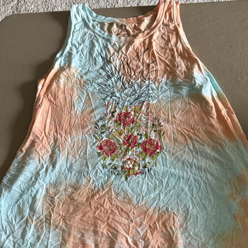 Torrid Pastel Tie-Dye Tank Top with Floral Design